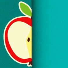 Card with apple on grunge background and space for text