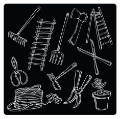 vector illustration Silhouettes of garden tools