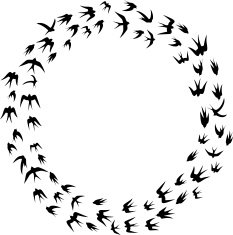 Cartoon Swallow silhouette in circle frame