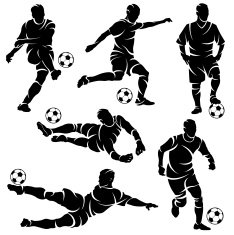 Silhouettes of soccer football players