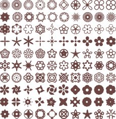 Flower Vector Shapes and Decorations Set