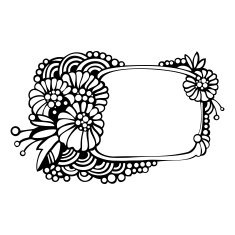 Decorative frame with monochrome flowers
