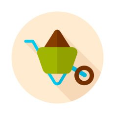 Wheelbarrow carts flat icon with long shadow