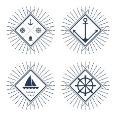 Set of nautical logos badges and labels N17