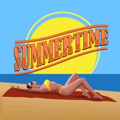 Woman on the beach Summertime vector N2