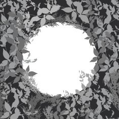 Abstract design black leaf silhouette card for text in circle