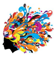 Female's Profile with colorful wave N2