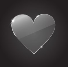 Glass heart on the black background vector N2