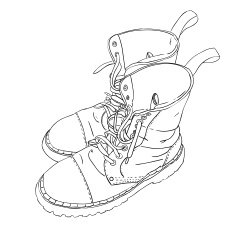 Hand drawn sketch with army boots N2