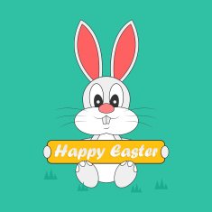 Abstract cute easter rabbit with banner N2