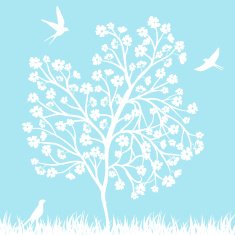 blooming tree and birds N2