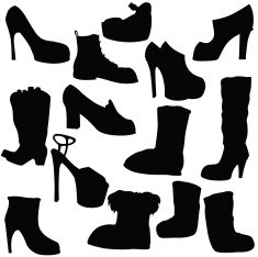 vector silhouettes of various shoes N2