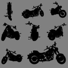vector chopper motorcycle silhouette set