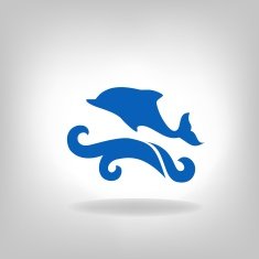 Emblem of a dolphin over the sea N3