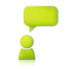 Person with speech bubble Green vector icon