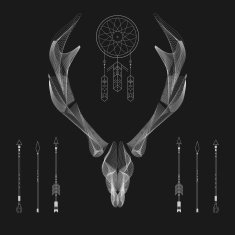 Abstract animal background line art Skull Antlers Vector Isolated