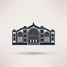Railway station building Icon in the flat style N2