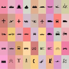 Transportation silhouette icon set on vintage background