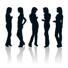 Young women silhouettes