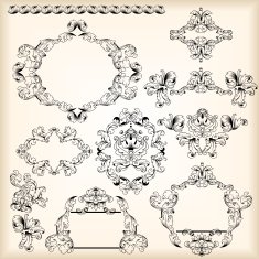 calligraphic elements and frame in vintage style