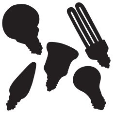 Vector silhouette of different lamps