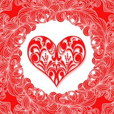 Vector Paper Ornate Heart Happy Valentines Day N2