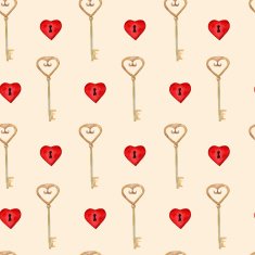 vector watercolor seamless pattern with keys