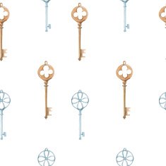 vector watercolor seamless pattern with keys N3