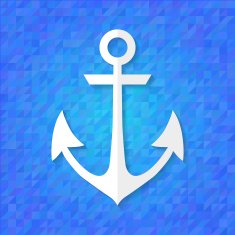 White anchor over blue