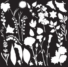 Vector silhouette of different flowers N4