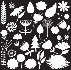 Vector silhouette of different flowers N5