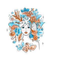 Woman portrait with hairstyle for christmas carnival N3