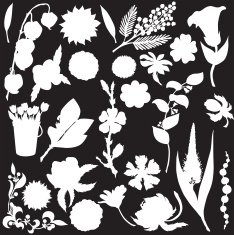 Vector silhouette of different flowers N6