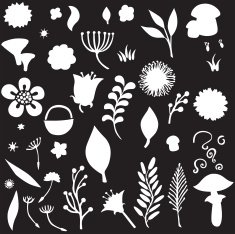 Vector silhouette of different flowers N7