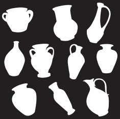 vector silhouette of different pitchers