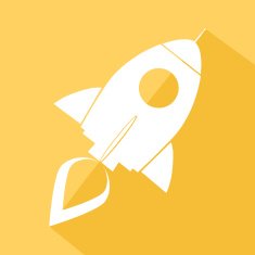 Flat Design Yellow Rocket Icon