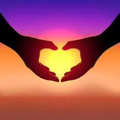 Hand sign love with twilght background Vector valentine's conceptHand concept N2