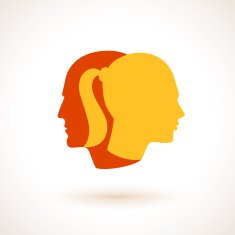 Man and woman faces vector profiles