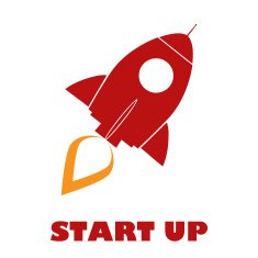 Red Silhouette Rocket With Text
