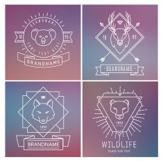 Trendy Retro Vintage Insignias Bundle Animals N4