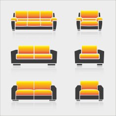 Set of sofas and armchairs