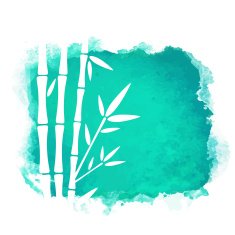 Watercolor square paint stain and bamboo trees