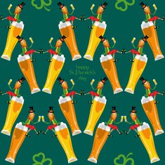 Leprechaun with a beer St Patrick&rsquo;s Day Seamless background pattern