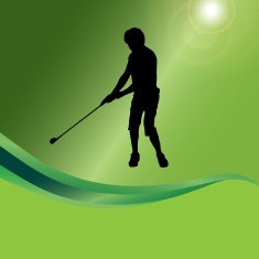 Vector silhouette of a man playing golf