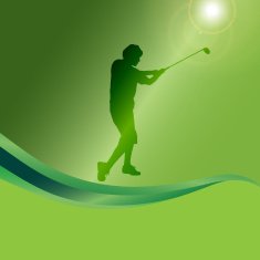 Vector silhouette of a man playing golf N3