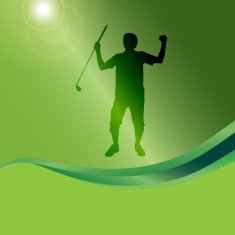 Vector silhouette of a man playing golf N7