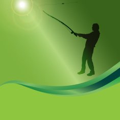 Vector silhouette of a man who fishes N5