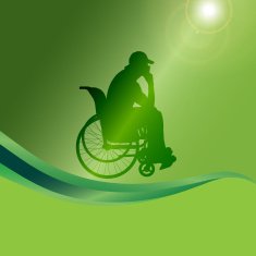 Vector silhouette of a man in wheelchair