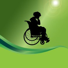 Vector silhouette of a man in wheelchair N5