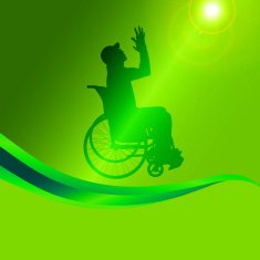 Vector silhouette of a man in wheelchair N8